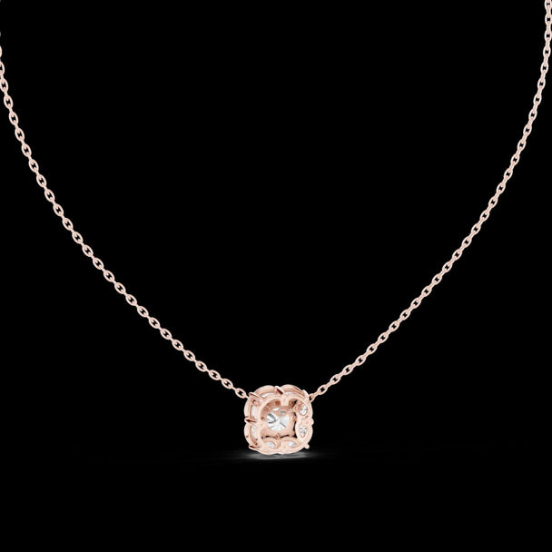 Cushion-Style Diamond Cluster Pendant in 14K Rose Gold