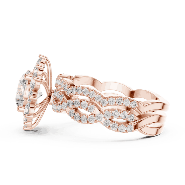 1.25ct Round Cut Halo Engagement Ring, Pavé Split Shank, Solid Gold or Sterling Silver