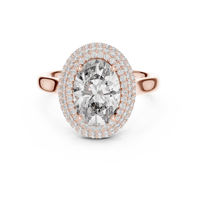 Driona Jewels 2ct Oval Cut Double Halo Engagement Ring in Solid Gold