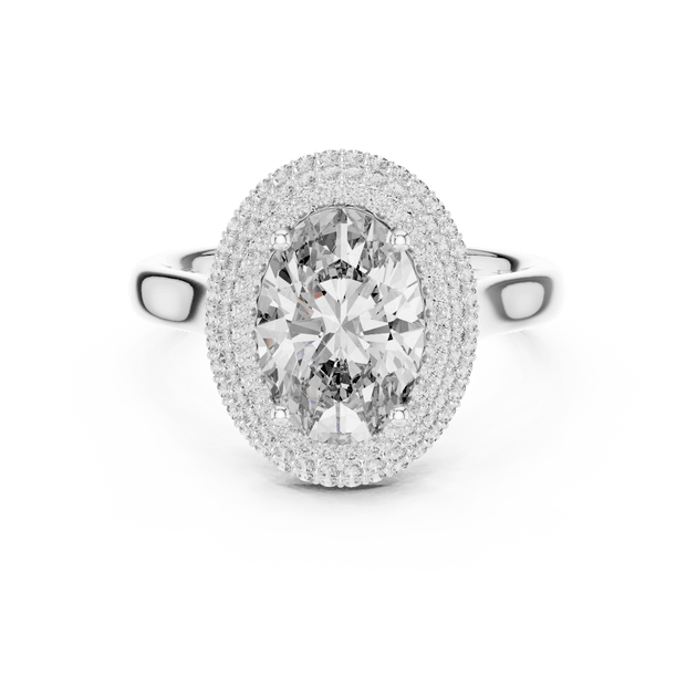 Driona Jewels 2ct Oval Cut Double Halo Engagement Ring in Solid Gold