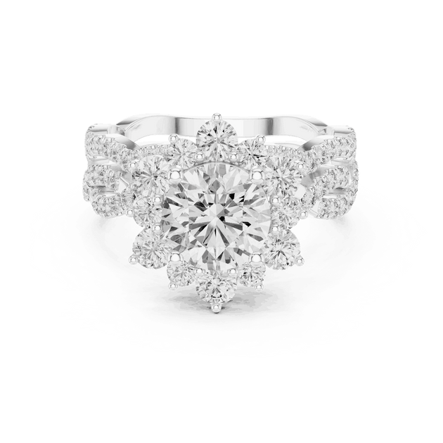 1.25ct Round Cut Halo Engagement Ring in Lab Grown Diamond
