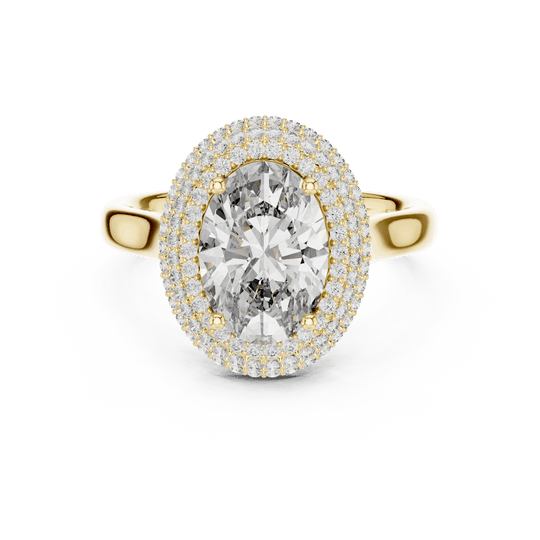 Driona Jewels 2ct Oval Cut Double Halo Engagement Ring in Solid Gold