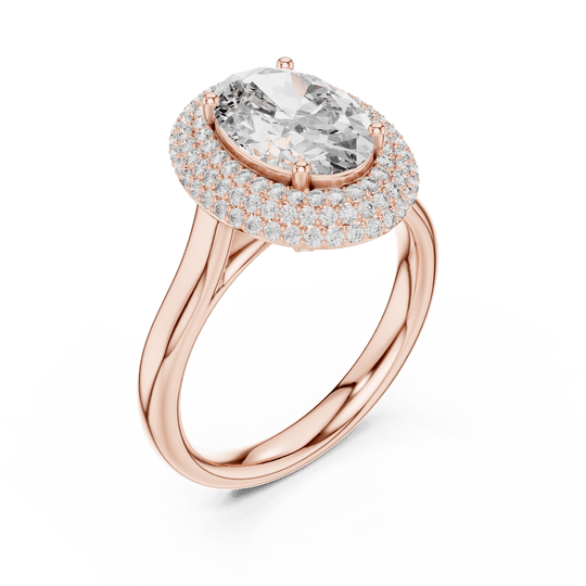 Driona Jewels 2ct Oval Cut Double Halo Engagement Ring in Solid Gold
