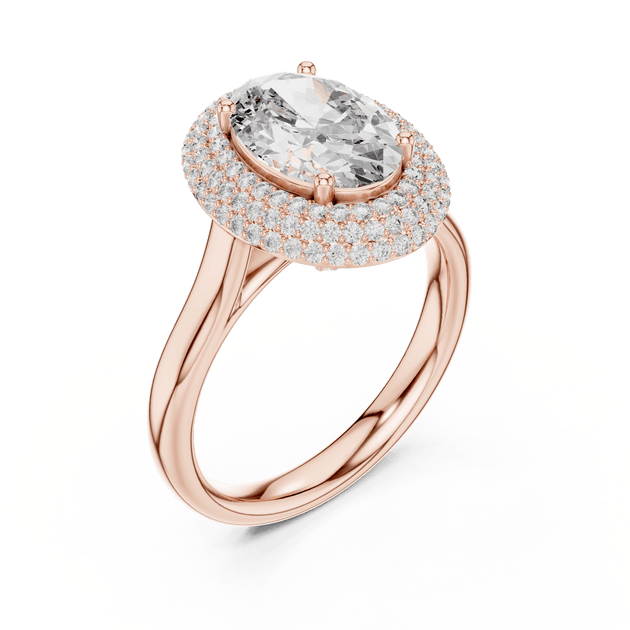 Driona Jewels 2ct Oval Cut Double Halo Engagement Ring in Solid Gold