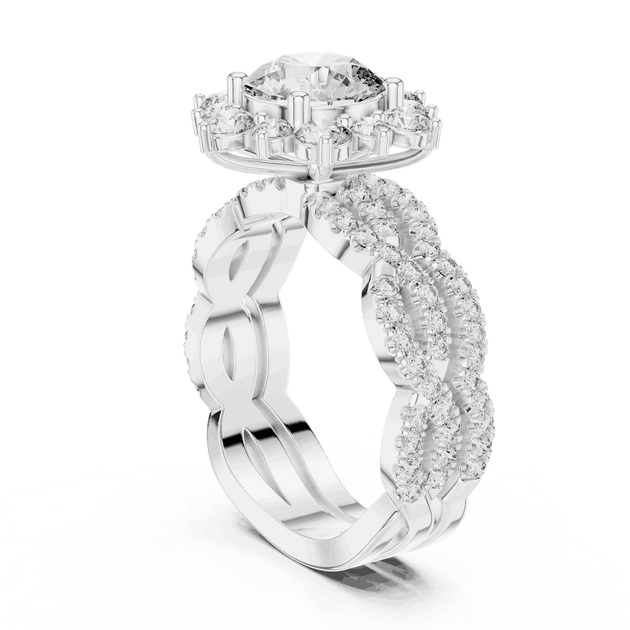 1.25ct Round Cut Halo Engagement Ring in Lab Grown Diamond