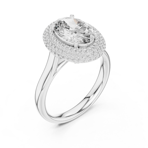 Driona Jewels 2ct Oval Cut Double Halo Engagement Ring in Solid Gold