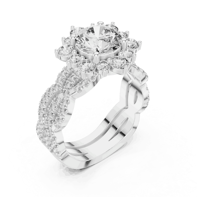 1.25ct Round Cut Halo Engagement Ring in Lab Grown Diamond