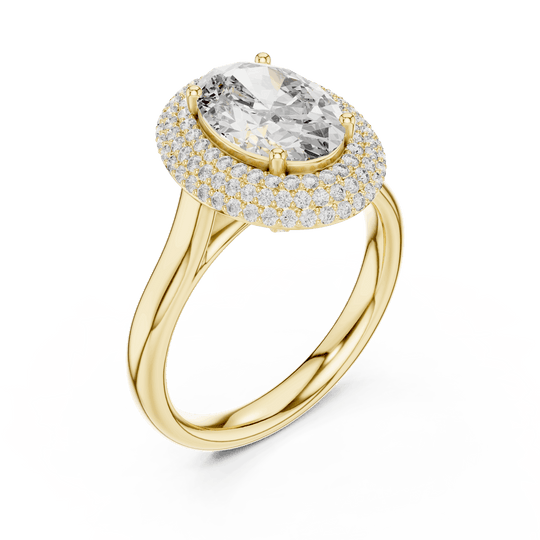 Driona Jewels 2ct Oval Cut Double Halo Engagement Ring in Solid Gold
