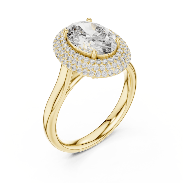 Driona Jewels 2ct Oval Cut Double Halo Engagement Ring in Solid Gold