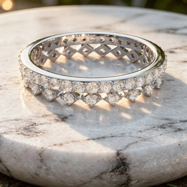 Diamond Crown Eternity Band – Solid Gold Stackable Ring
