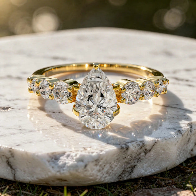 Pear Cut Engagement Ring | Lab Grown Diamond Bridal Ring