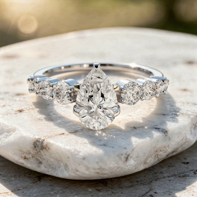 Pear Cut Engagement Ring | Lab Grown Diamond Bridal Ring