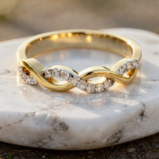 Close-up: Round Diamond Infinity Ring with Channel Setting in 14k Gold - Lab Grown - Driona Jewels