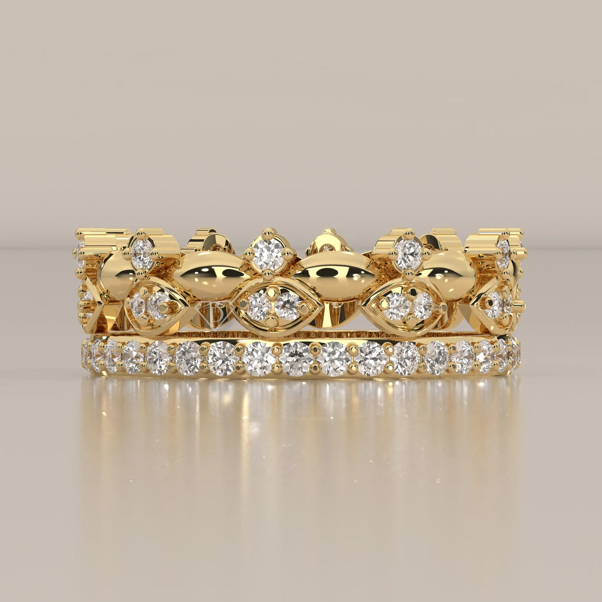 Side Profile: Round Diamond Eternity Ring with Eternity Setting in Yellow Gold – Lab Grown – Driona Jewels