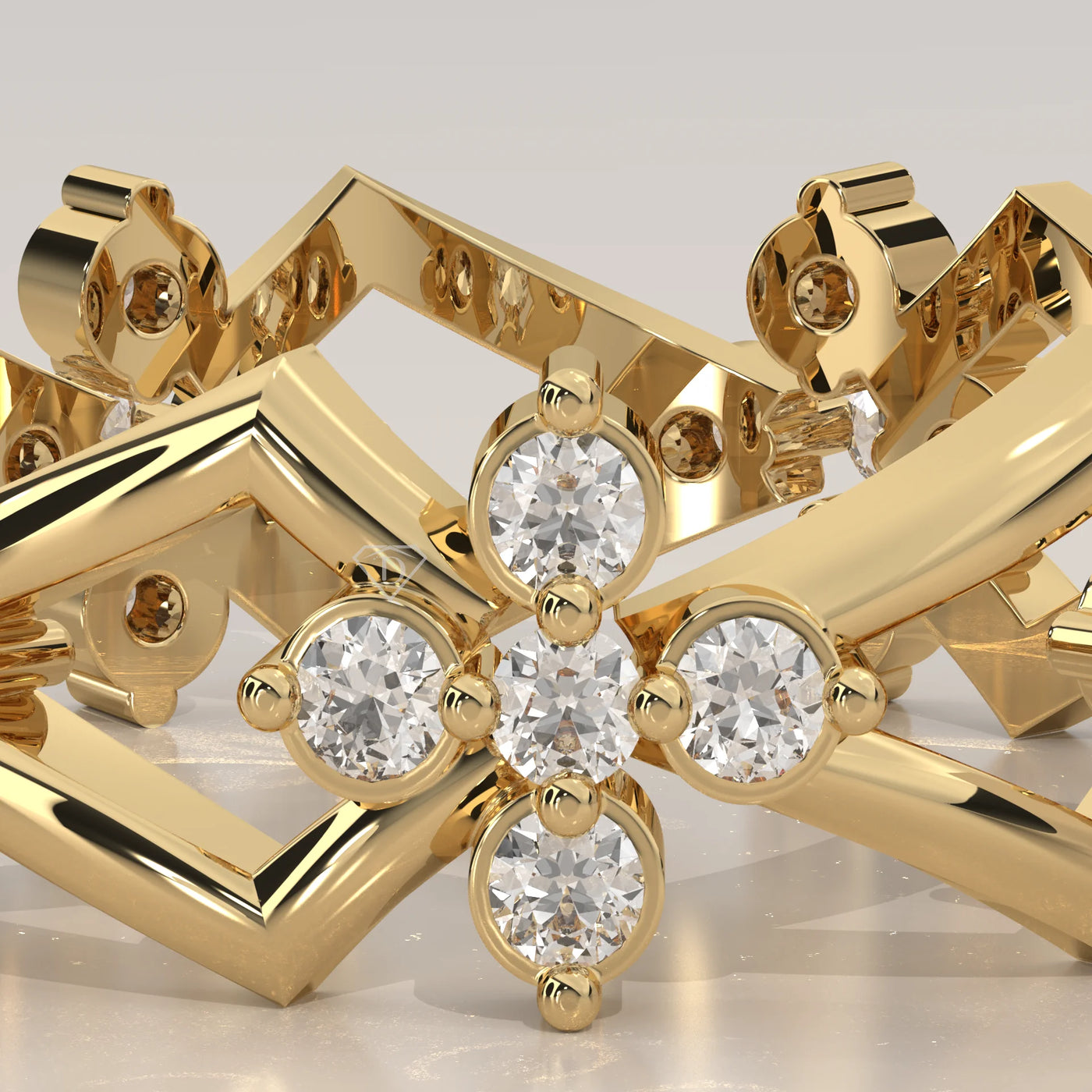 Stone Detail: Round Lab Grown Diamonds in Eternity Setting – Yellow Gold – Driona Jewels