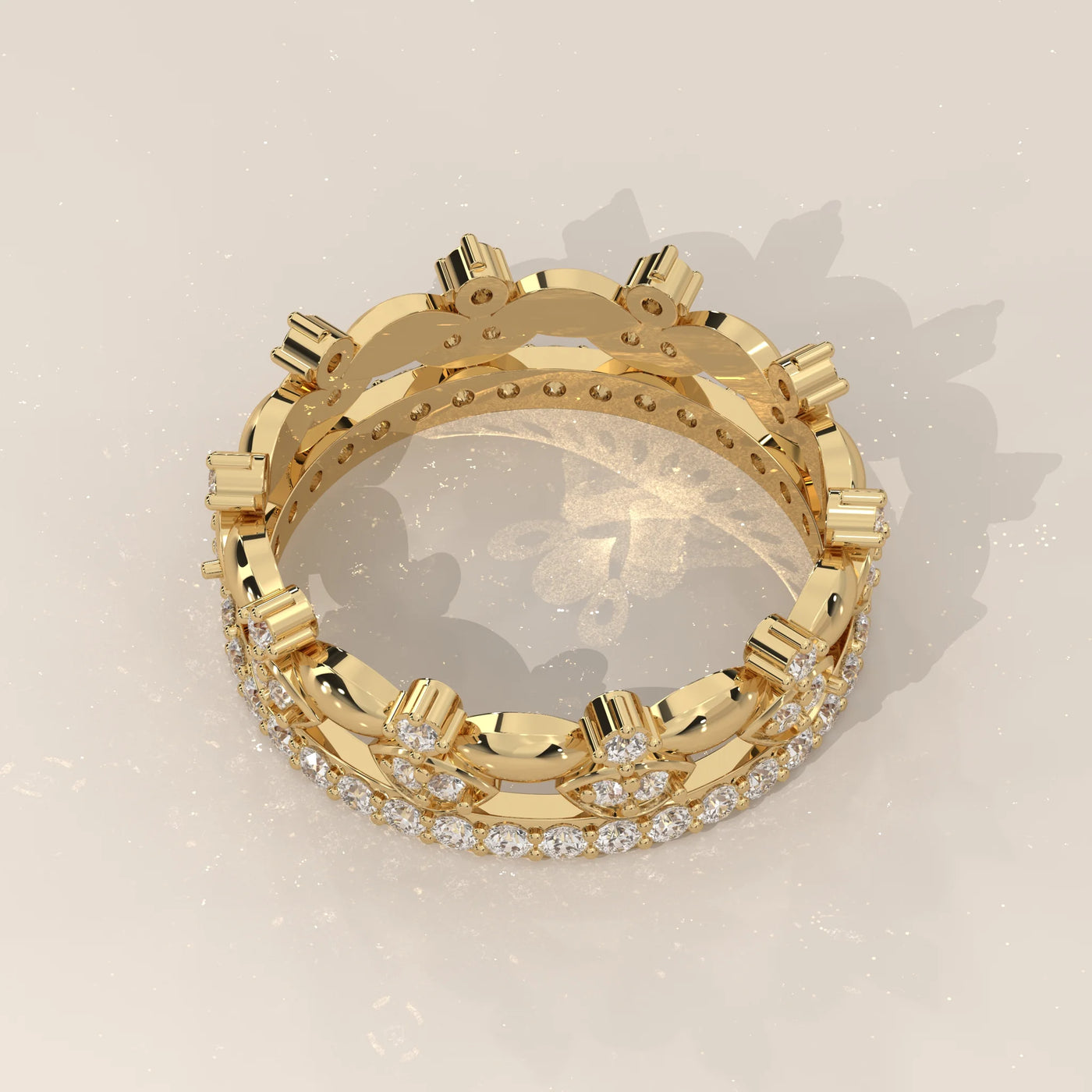 Top View: Round Diamond Eternity Ring with Eternity Setting in Yellow Gold – Lab Grown – Driona Jewels