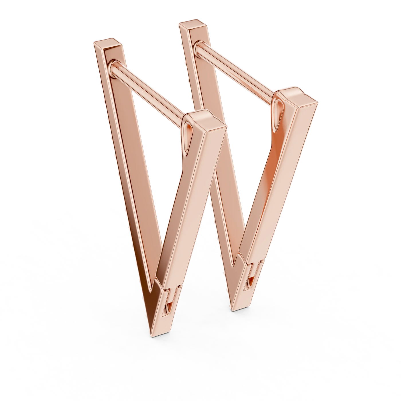 Three-quarter-view: Geometric Diamond Letter with Prong Setting in 14k Rose Gold - Lab Grown - Driona Jewels