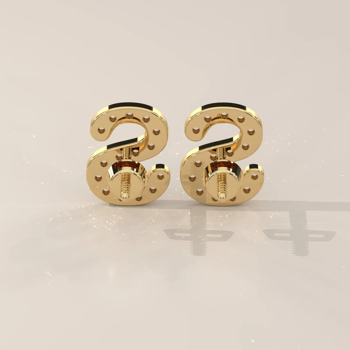 Letter S Initial Pave Lab Grown Diamond Stud Earrings in yellow gold, front view on a plain background.