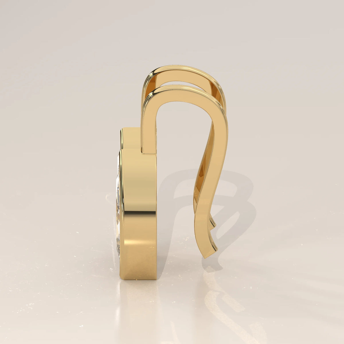 Marquise Bezel Lab Grown Diamond Drop Earrings on a Gold Hook in yellow gold, side profile view.