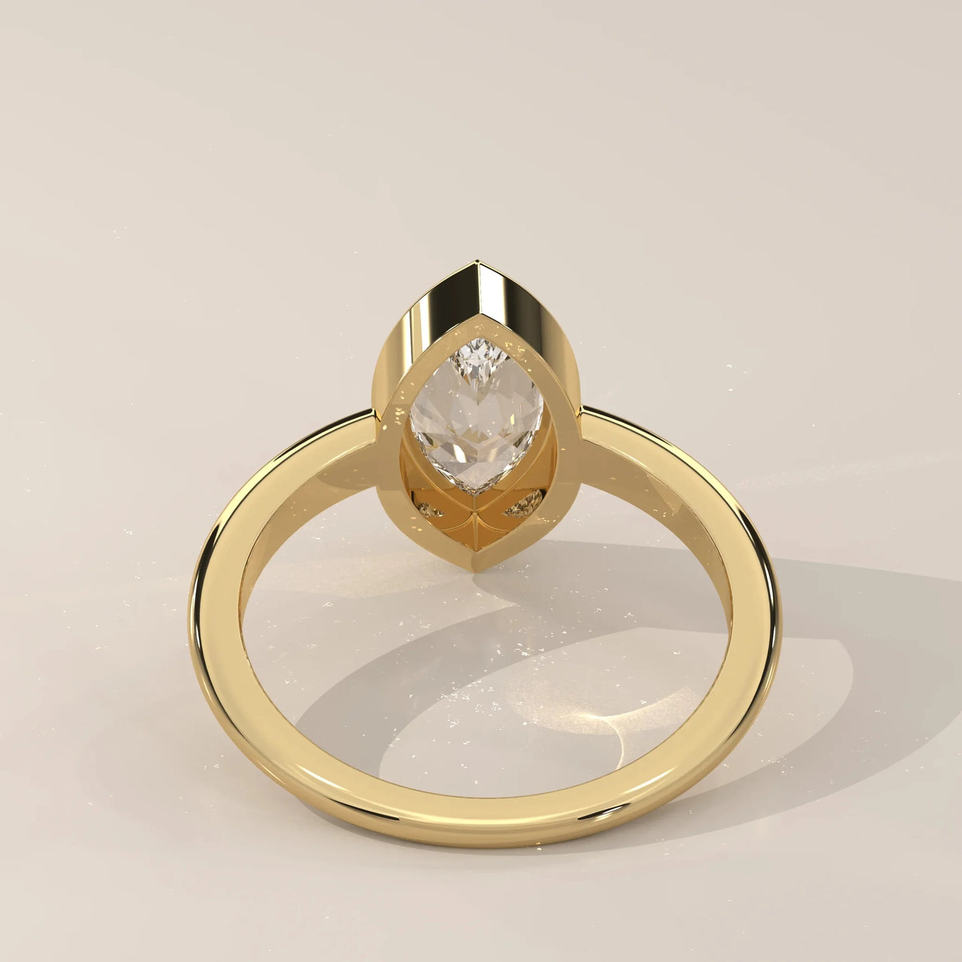 Side Profile: Marquise Diamond Ring with Bezel Setting in Yellow Gold – Lab Grown – Driona Jewels