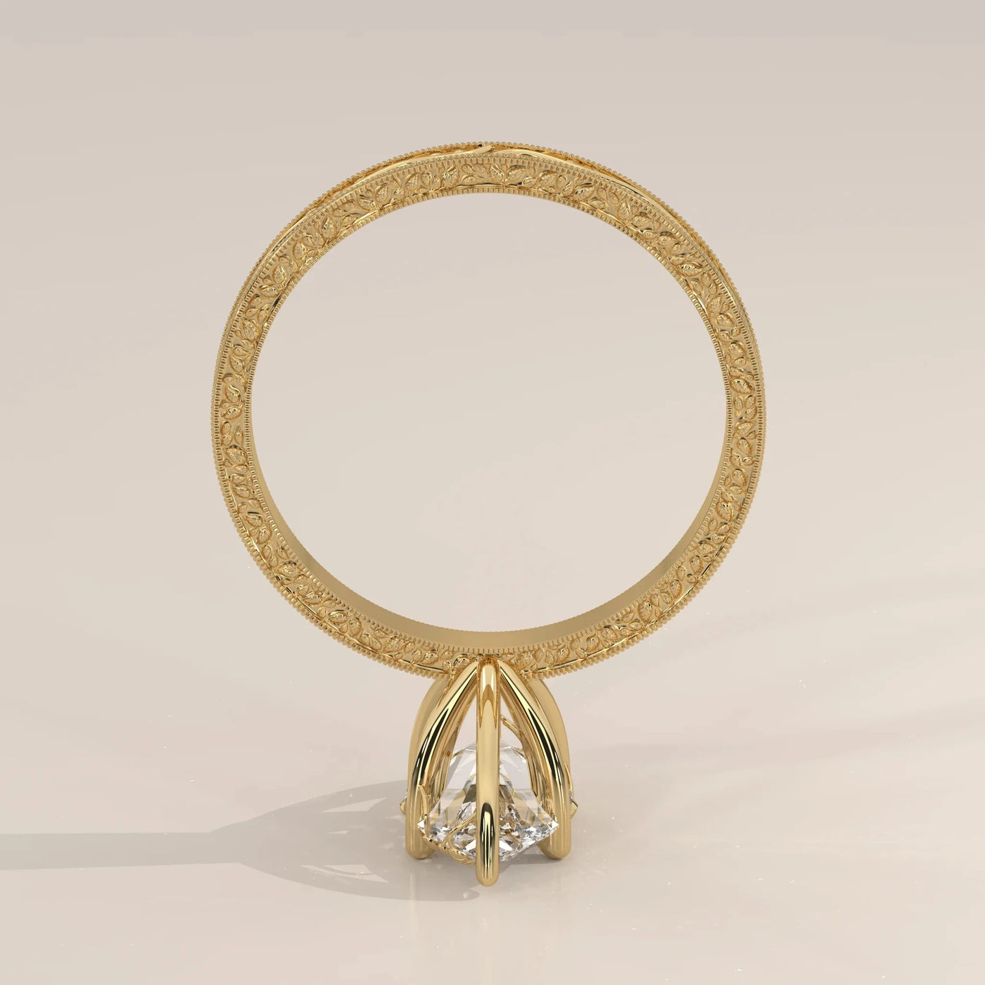 Front View: Marquise Diamond Ring with Prong Setting in Yellow Gold – Lab Grown – Driona Jewels