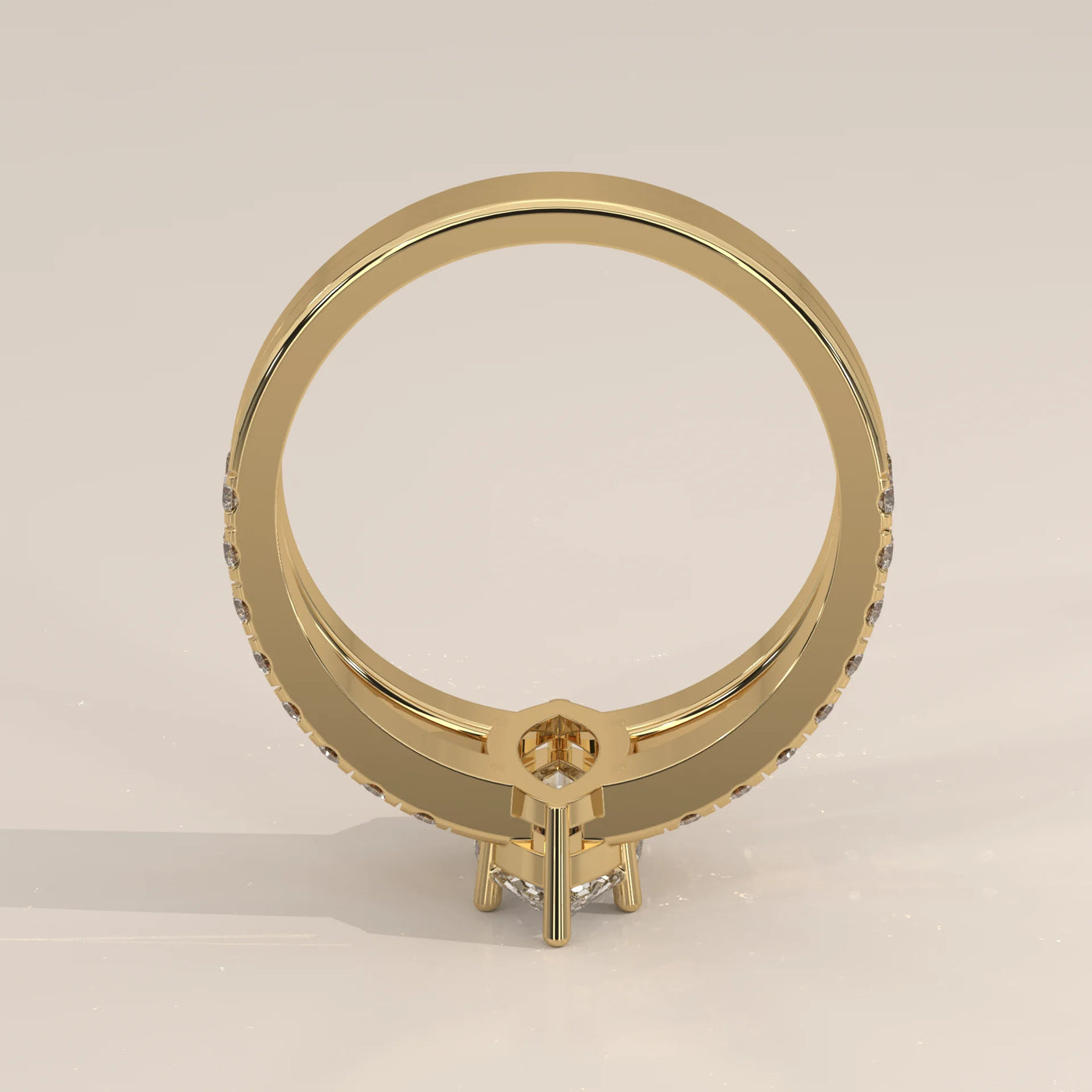 Front View: Marquise Diamond Ring with Pavé Setting in Yellow Gold – Lab Grown – Driona Jewels