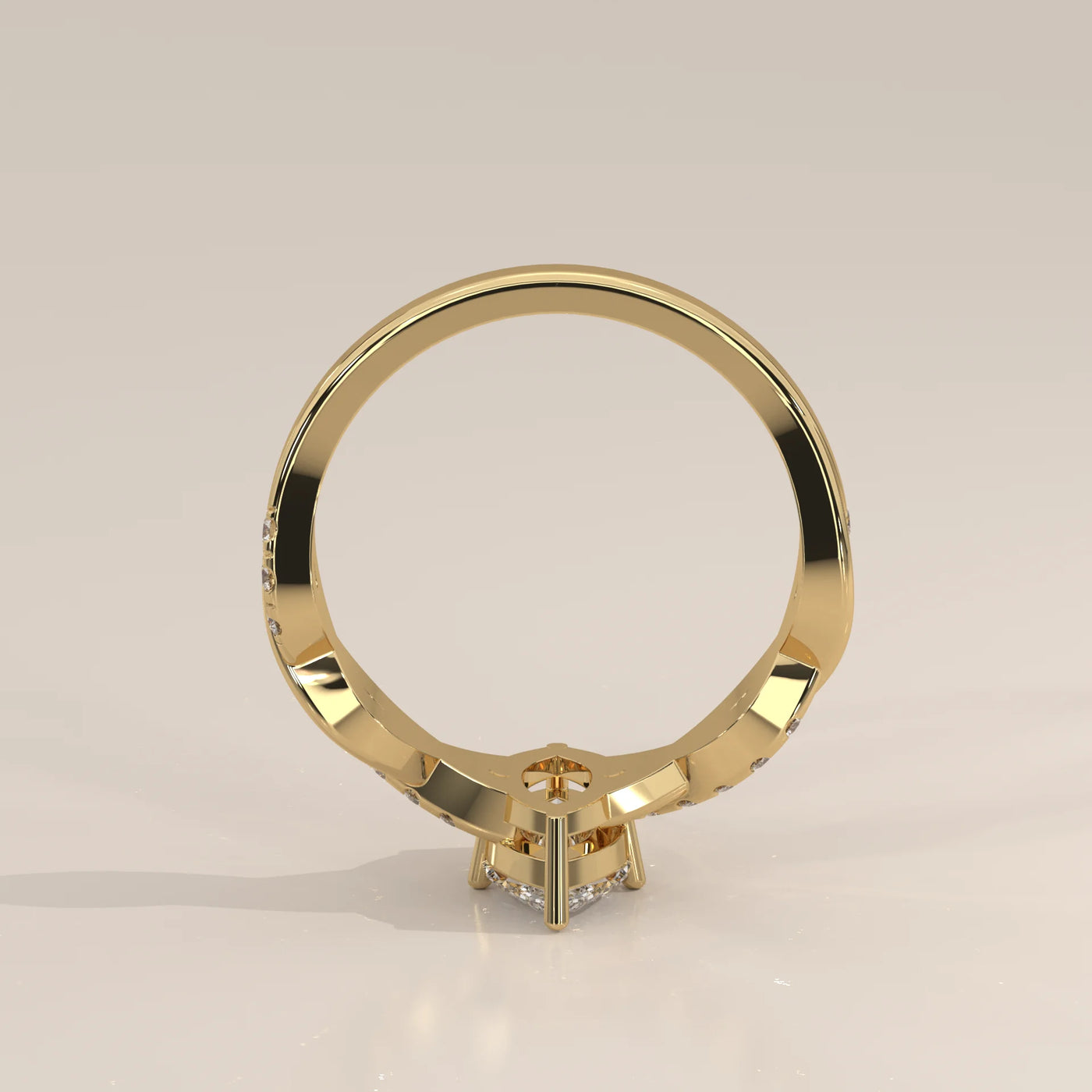 Front View: Marquise Diamond Engagement Ring with Twisted Setting in Yellow Gold – Lab Grown – Driona Jewels