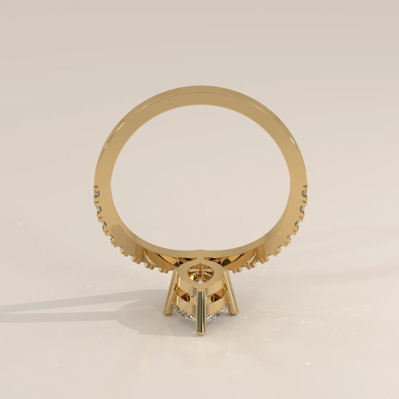 Front View: Marquise Diamond Engagement Ring with Prong Setting in Yellow Gold – Lab Grown – Driona Jewels