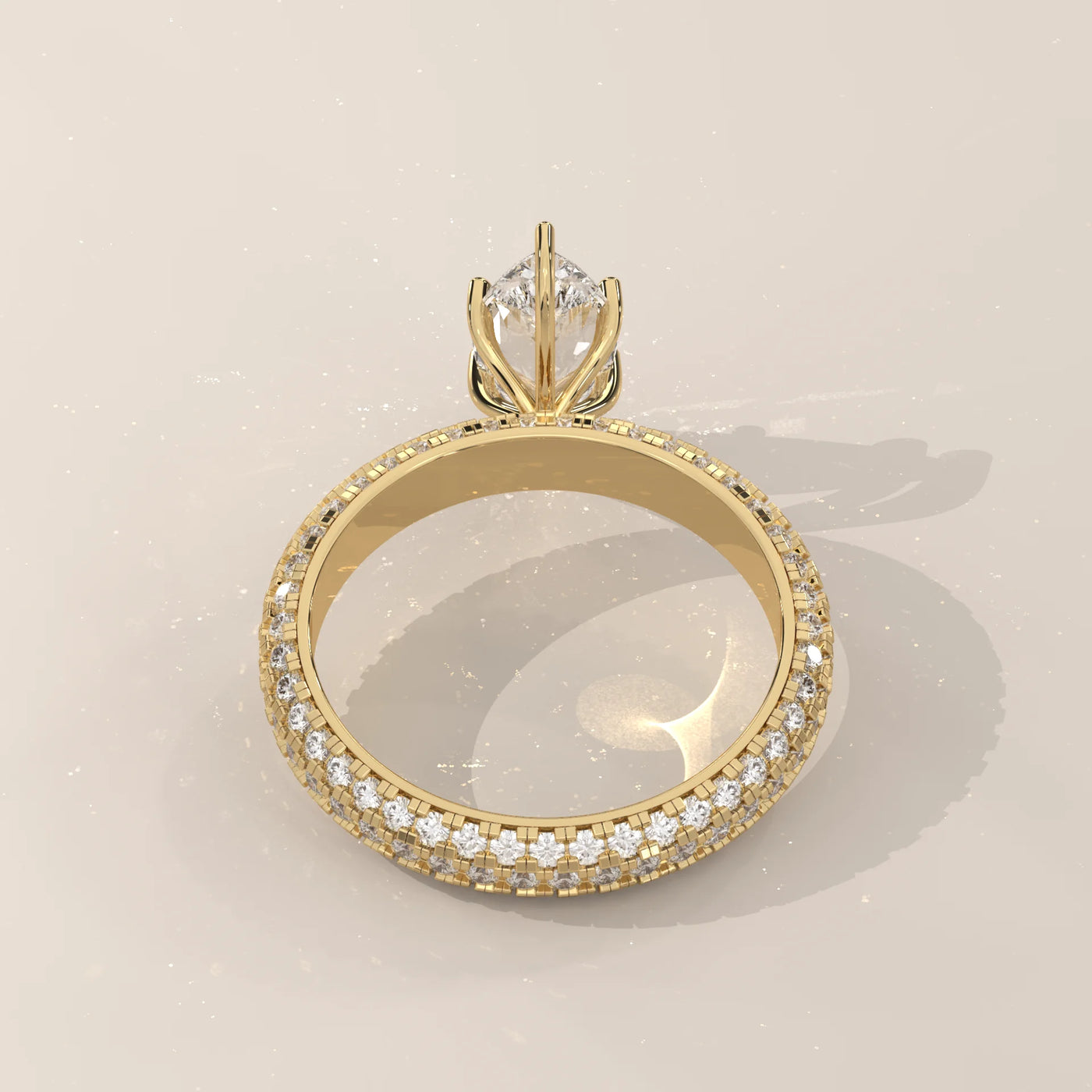 Top View: Marquise Diamond Engagement Ring with Pavé Setting in Yellow Gold – Lab Grown – Driona Jewels