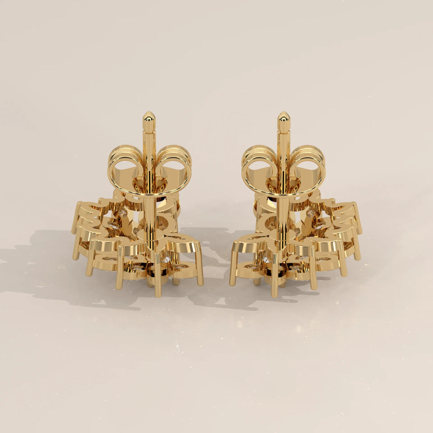Side Profile: Marquise Diamond Cluster Earrings with Cluster Setting in Yellow Gold – Lab Grown – Driona Jewels