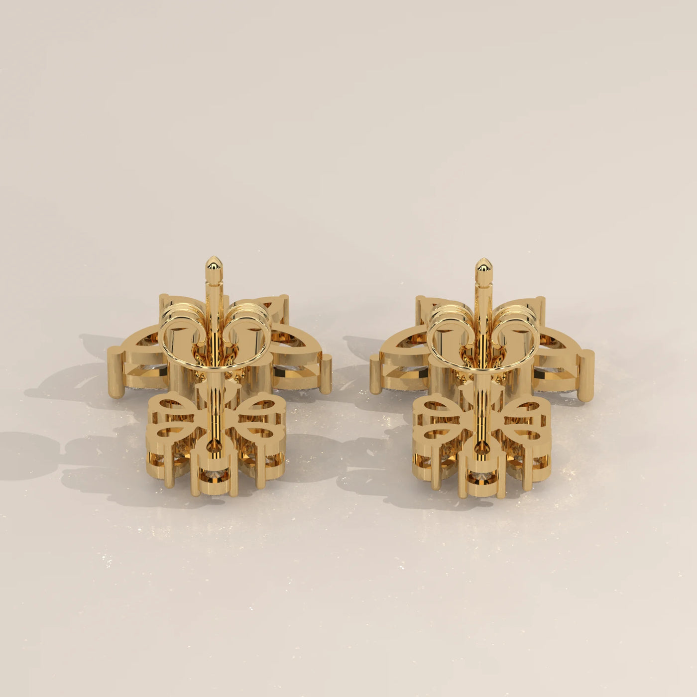 Angle View: Marquise Diamond Drop Earrings with Prong Setting in Yellow Gold – Lab Grown – Driona Jewels