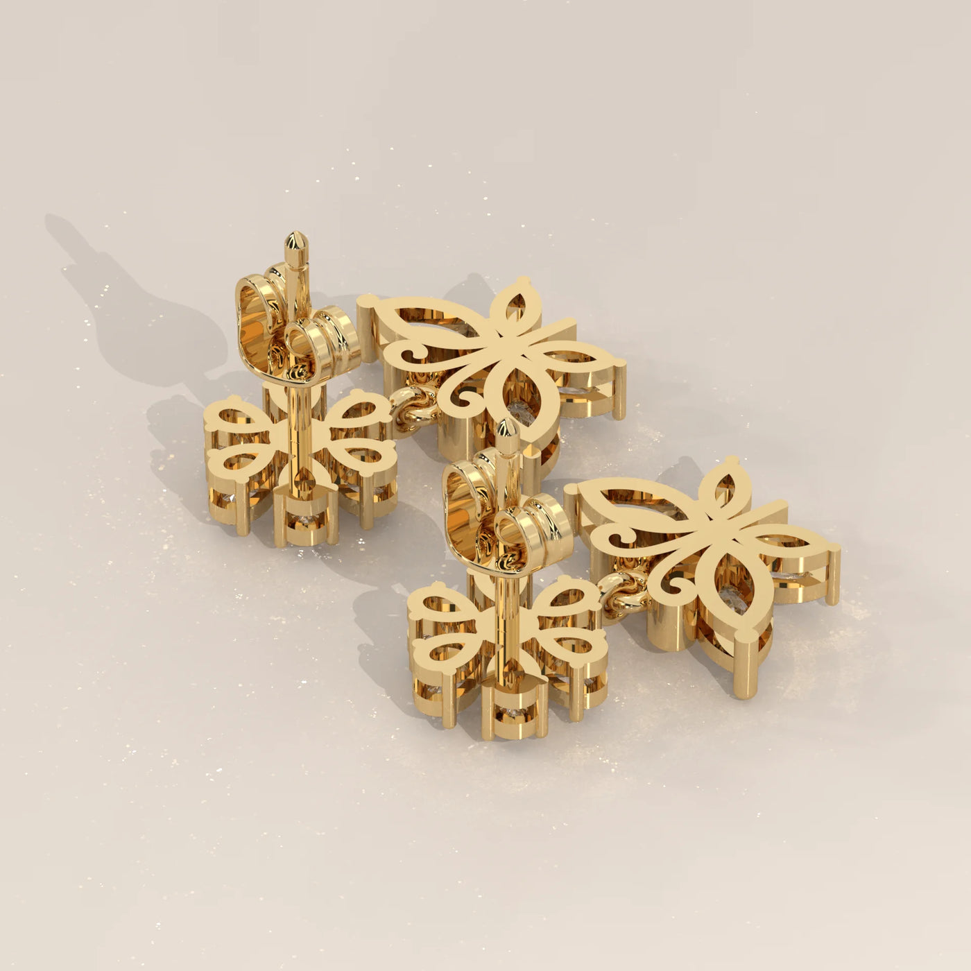 Side Profile: Marquise Diamond Drop Earrings with Prong Setting in Yellow Gold – Lab Grown – Driona Jewels