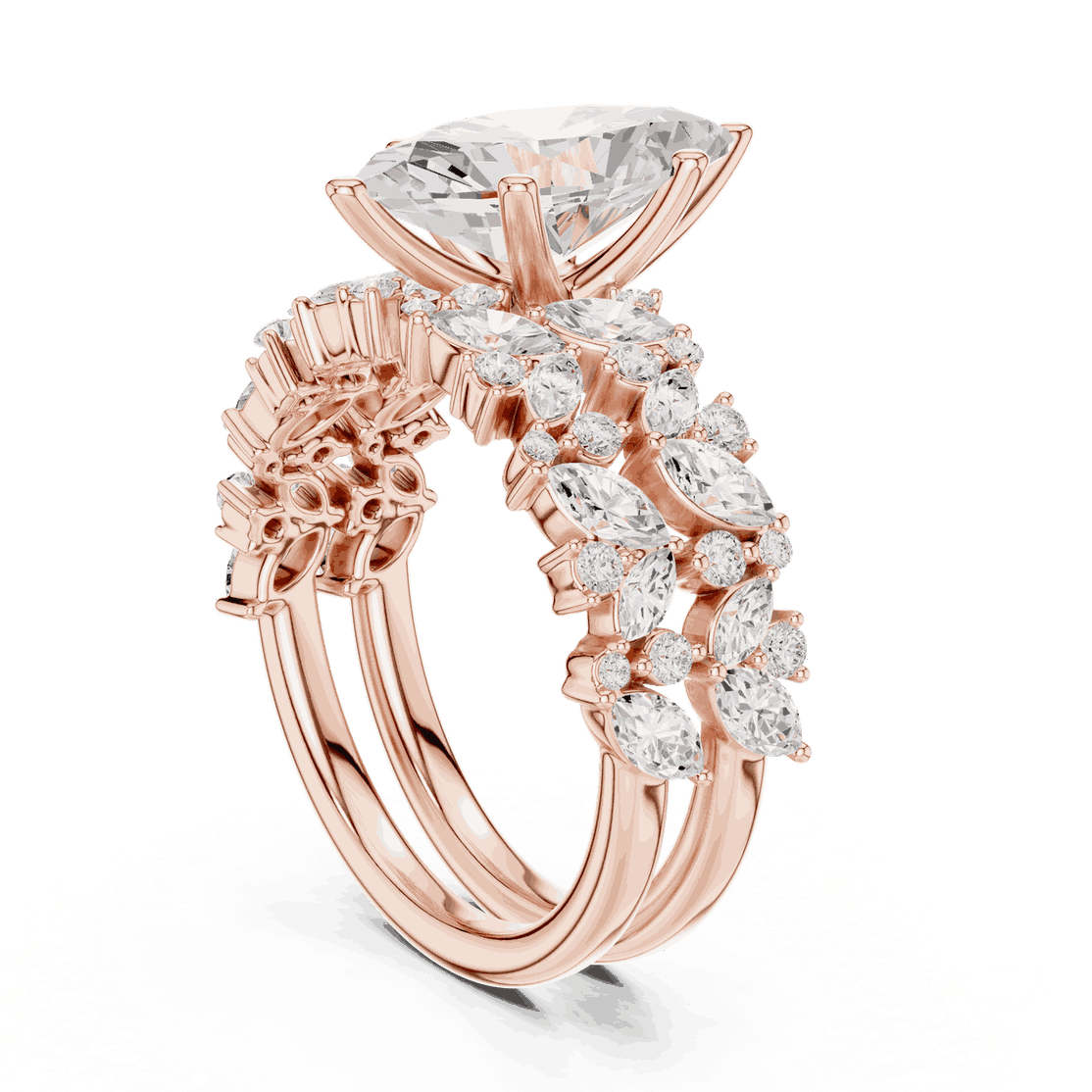 Marquise Diamond Floral Halo Engagement Ring Rose Gold 18K | Lab Grown | Driona Jewels