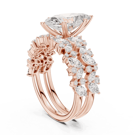 Marquise Diamond Floral Halo Engagement Ring Rose Gold 18K | Lab Grown | Driona Jewels