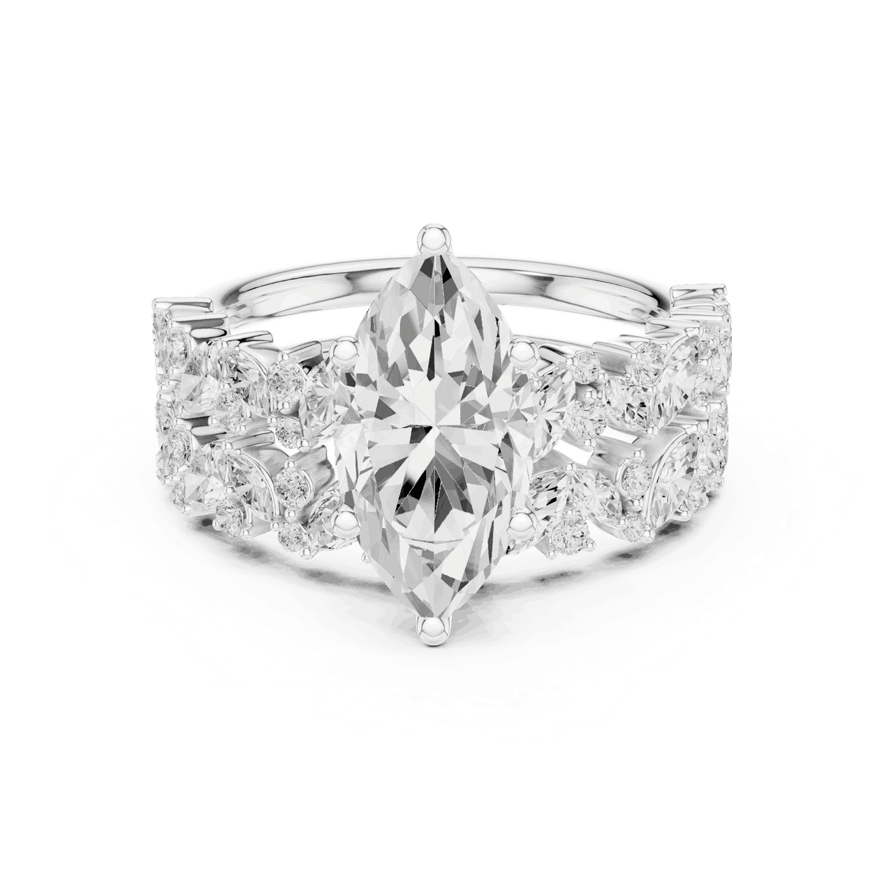 Marquise Diamond Floral Halo Engagement Ring Rose Gold 18K | Lab Grown | Driona Jewels