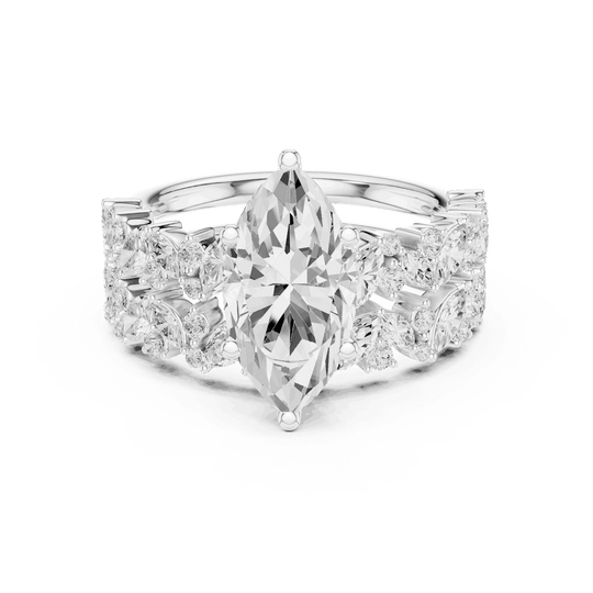 Marquise Diamond Floral Halo Engagement Ring Rose Gold 18K | Lab Grown | Driona Jewels