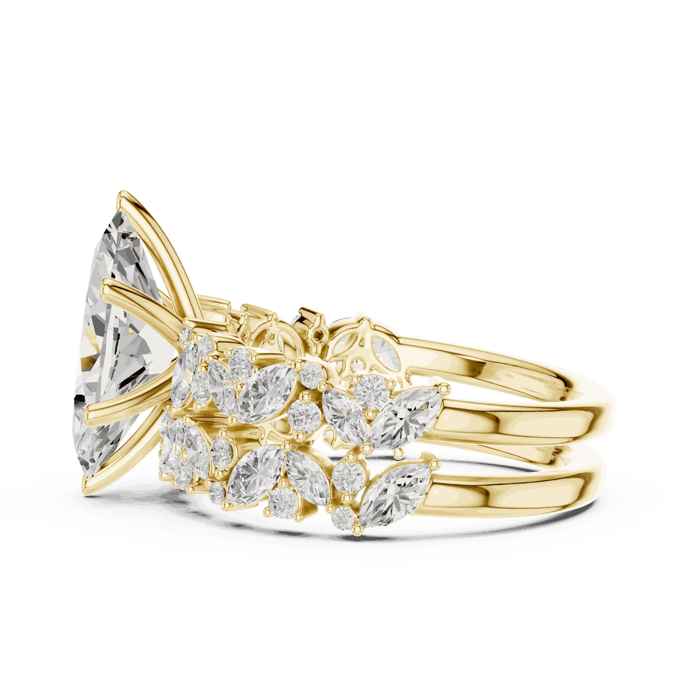 Marquise Diamond Floral Halo Engagement Ring Rose Gold 18K | Lab Grown | Driona Jewels