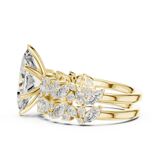 Marquise Diamond Floral Halo Engagement Ring Rose Gold 18K | Lab Grown | Driona Jewels