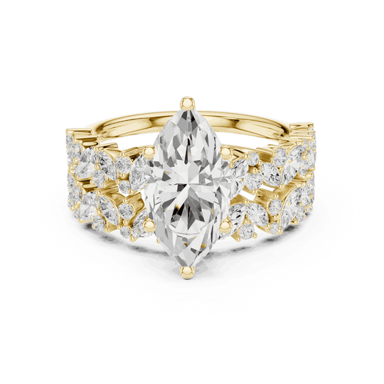 Marquise Diamond Floral Halo Engagement Ring Rose Gold 18K | Lab Grown | Driona Jewels