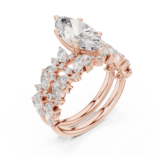Marquise Diamond Floral Halo Engagement Ring Rose Gold 18K | Lab Grown | Driona Jewels