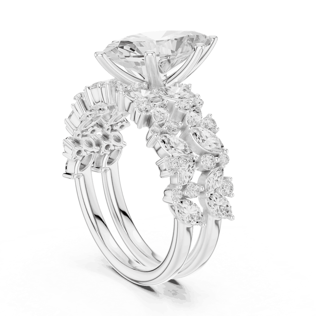 Marquise Diamond Floral Halo Engagement Ring Rose Gold 18K | Lab Grown | Driona Jewels