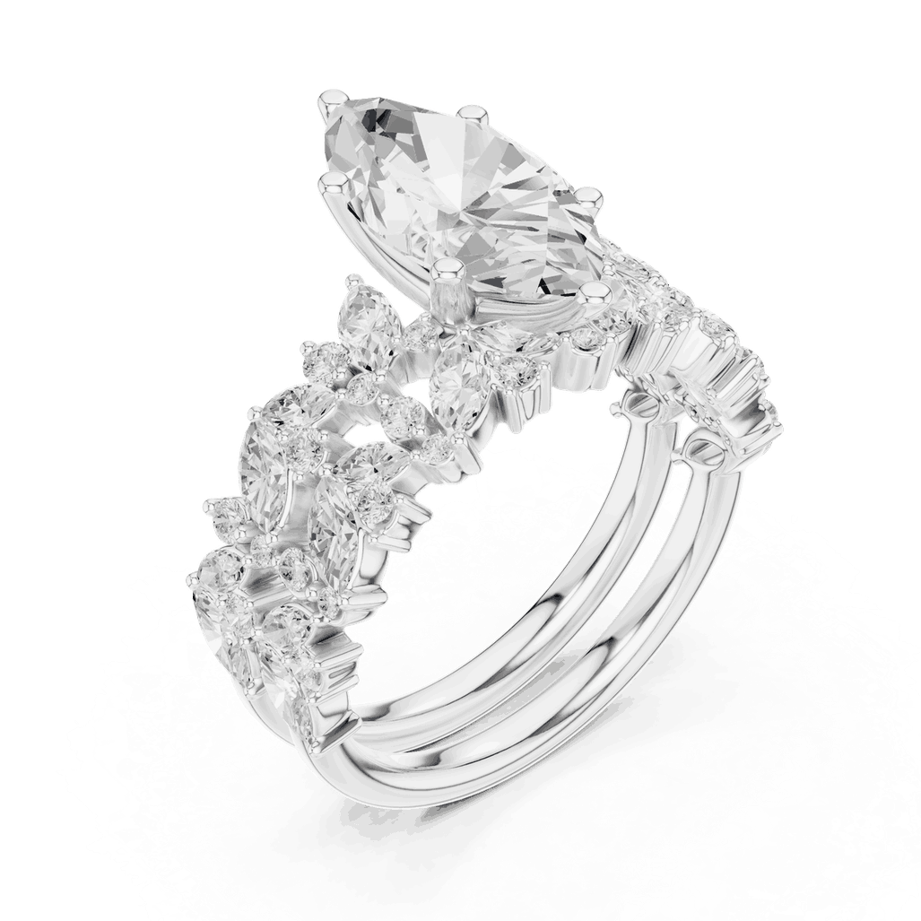 Marquise Diamond Floral Halo Engagement Ring Rose Gold 18K | Lab Grown | Driona Jewels