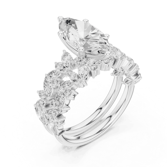Marquise Diamond Floral Halo Engagement Ring Rose Gold 18K | Lab Grown | Driona Jewels