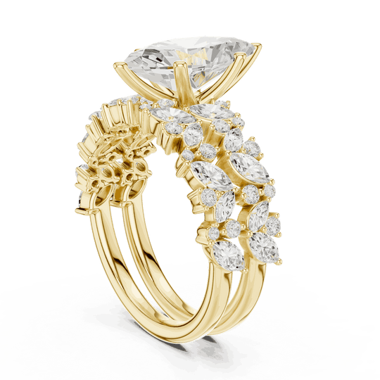 Marquise Diamond Floral Halo Engagement Ring Rose Gold 18K | Lab Grown | Driona Jewels