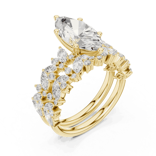 Marquise Diamond Floral Halo Engagement Ring Rose Gold 18K | Lab Grown | Driona Jewels