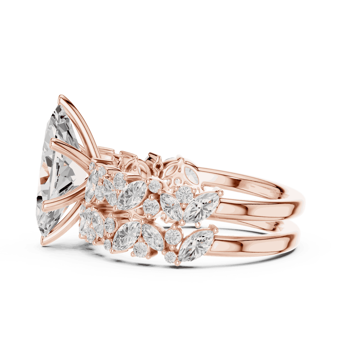 Marquise Diamond Floral Halo Engagement Ring Rose Gold 18K | Lab Grown | Driona Jewels