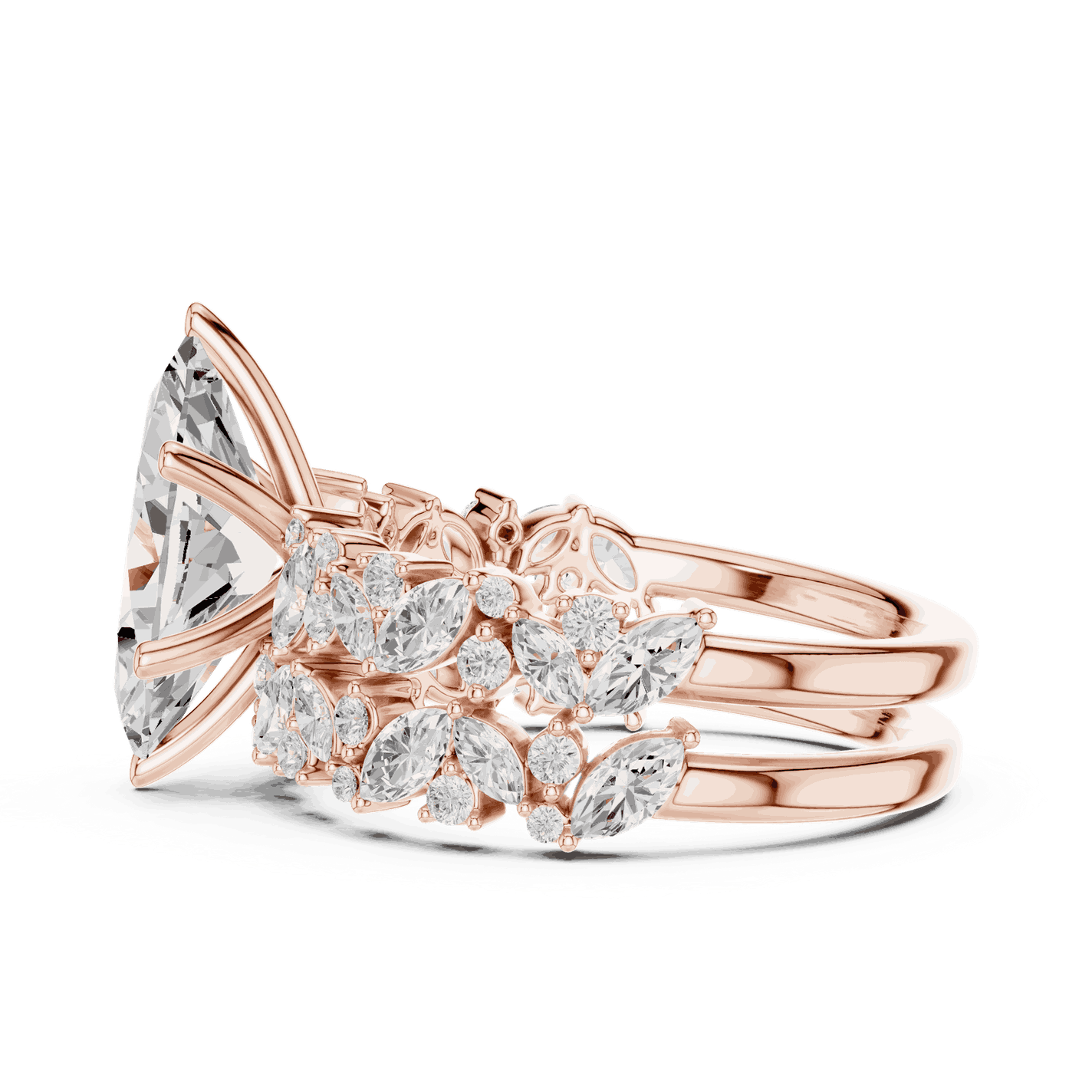 Marquise Diamond Floral Halo Engagement Ring Rose Gold 18K | Lab Grown | Driona Jewels