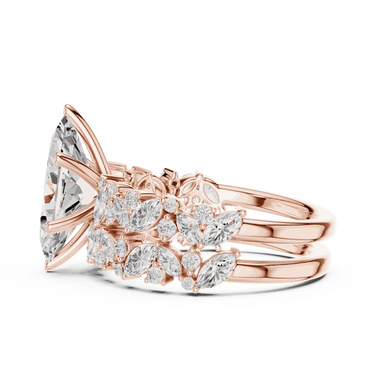 Marquise Diamond Floral Halo Engagement Ring Rose Gold 18K | Lab Grown | Driona Jewels