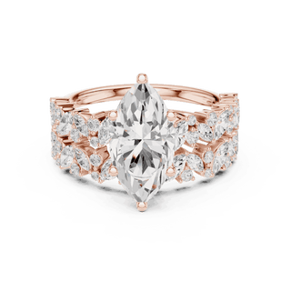 Marquise Diamond Floral Halo Engagement Ring Rose Gold 18K | Lab Grown | Driona Jewels