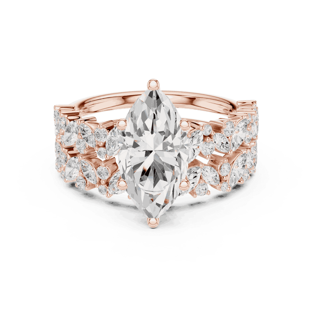 Marquise Diamond Floral Halo Engagement Ring Rose Gold 18K | Lab Grown | Driona Jewels